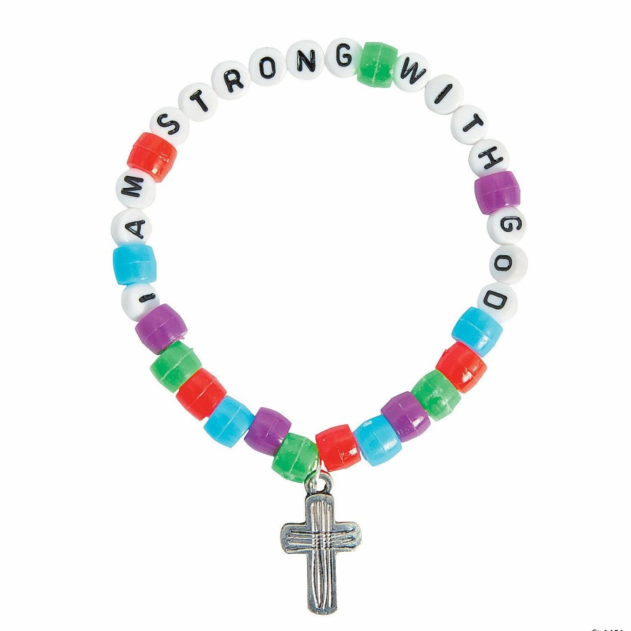 Craft Kits * | Top 10 "I Am Strong With God" Pony Bead Bracelet Craft Kit Makes 12