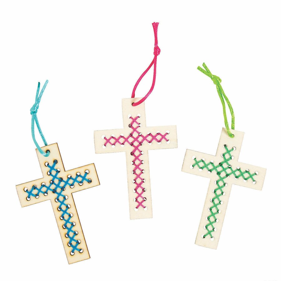 Craft Kits * | Best Sale Religious Cross Stitch Ornament Craft Kit Makes 12