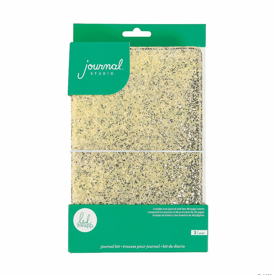 Scrapbooking & Paper Crafts * | Flash Sale American Crafts Gold Glitter Journal Kit 3 Pc.