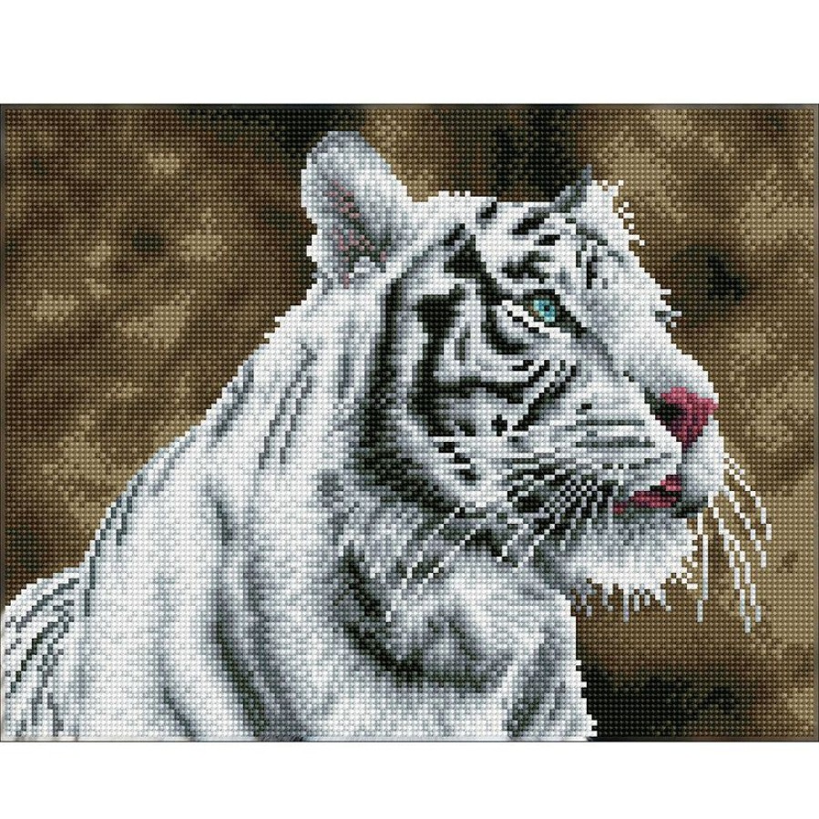 Craft Kits * | Best Reviews Of Diamond Dotz Diamond Embroidery Facet Art Kit 12.2 X16.14 -Tiger Blanc