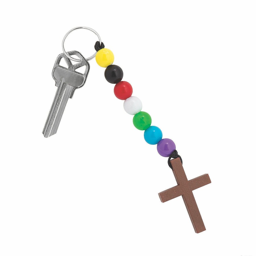 Craft Kits * | Deals Colors Of Faith Cross Keychain Craft Kit Makes 12