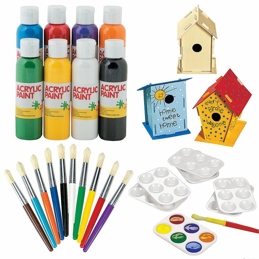 Craft Kits * | Cheapest Diy Unfinished Wood Birdhouses Boredom Buster Kit 42 Pc.