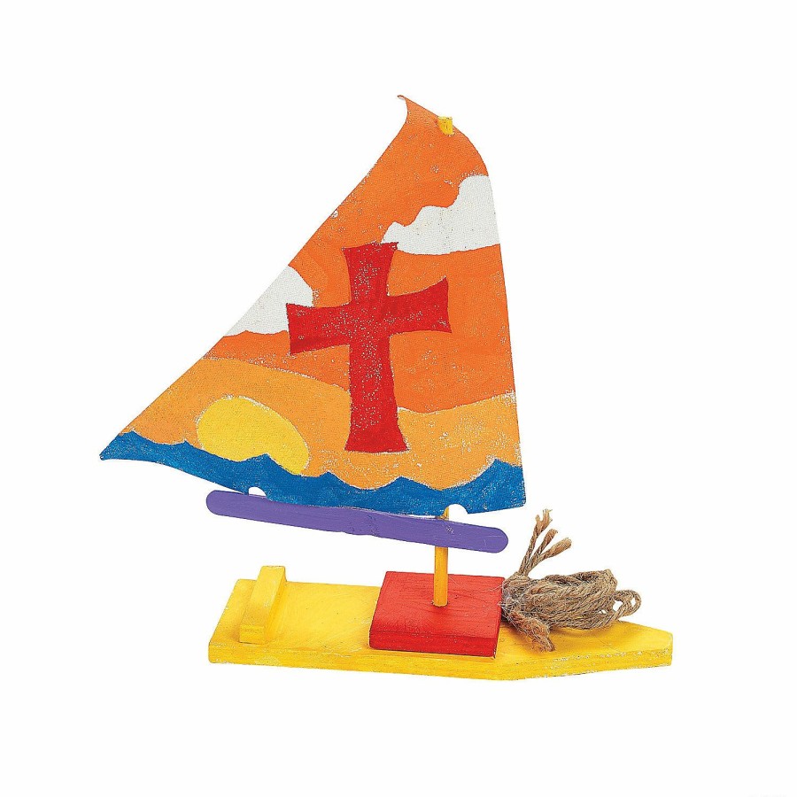 Craft Kits * | Outlet Diy Wood Sailboat Kits 12 Pc.