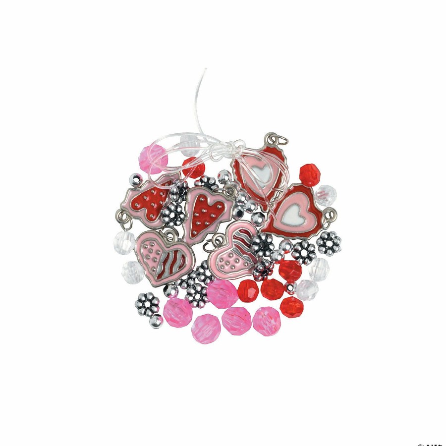 Craft Kits * | Outlet Valentine Heart Charm Bracelet Craft Kit Makes 12