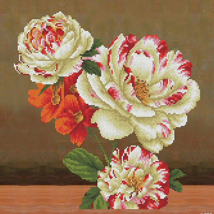 Craft Kits * | Budget Diamond Dotz Diamond Embroidery Pillow Facet Art Kit-Camellia & Lily Bouquet