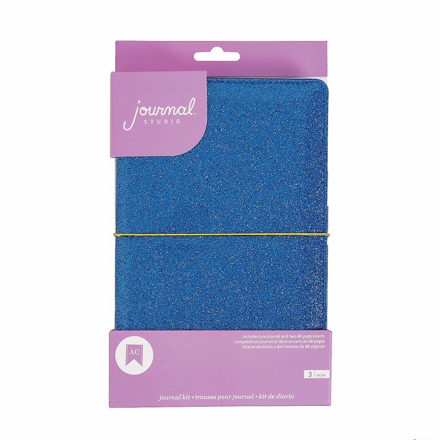 Craft Kits * | Top 10 American Crafts Blue Glitter Journal Kit 3 Pc.