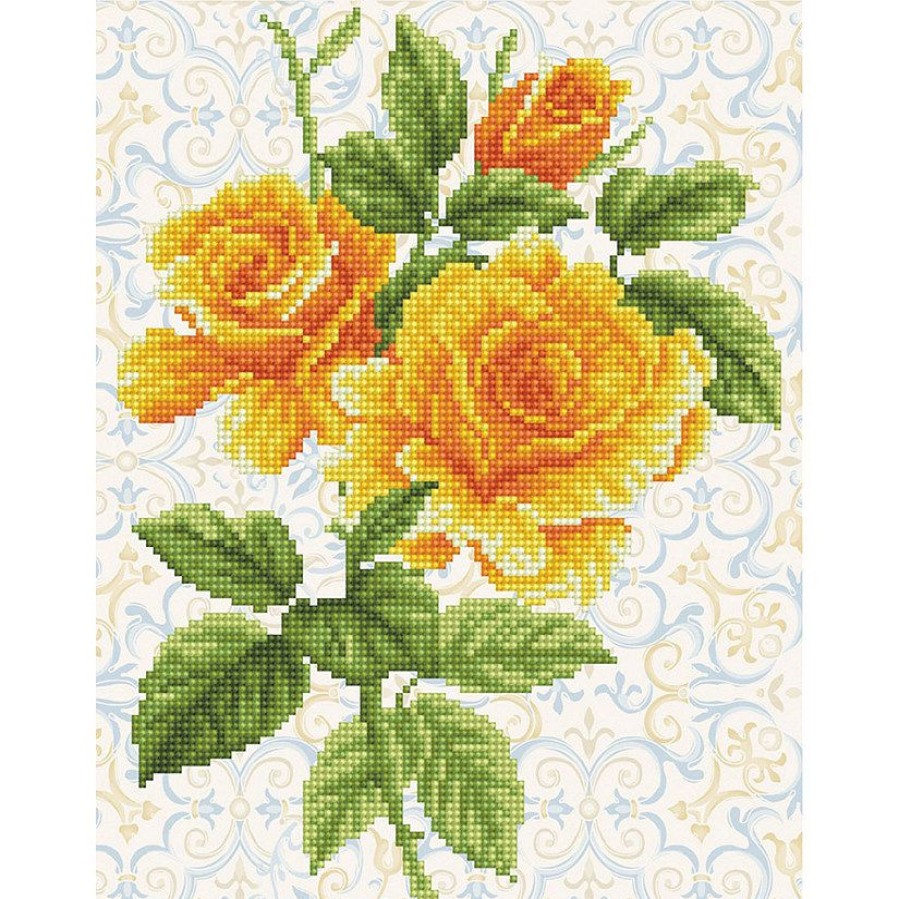 Craft Kits * | Coupon Diamond Dotz Diamond Embroidery Facet Art Kit-Yellow Rose Bouquet With Frame